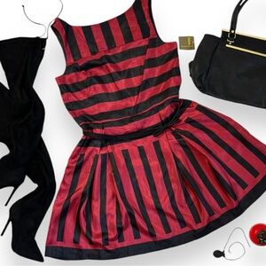 ❤️NWOT Y2K  Melonie Black and Red Sleeveless A-Line Full Holiday Dress Sz 14.